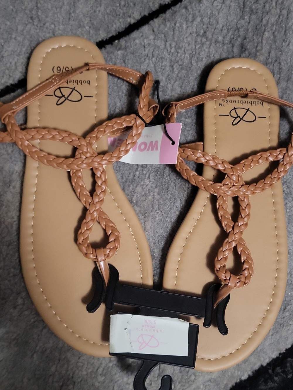 Braided T-Strap Tan Sandals